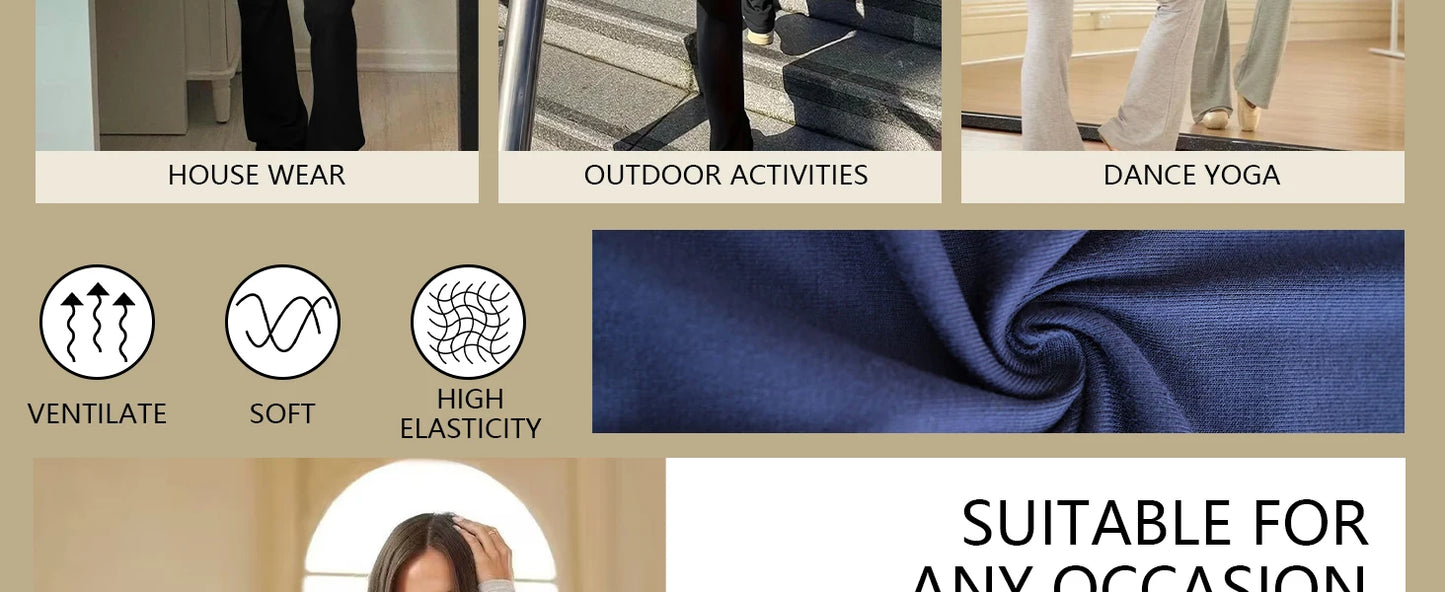 Women's Yoga Two-Piece Set With Long Sleeve Wide-Leg Activewear