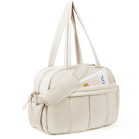 Quilted Puffer Weekender Duffel Bag For Travel And Gym Carry On